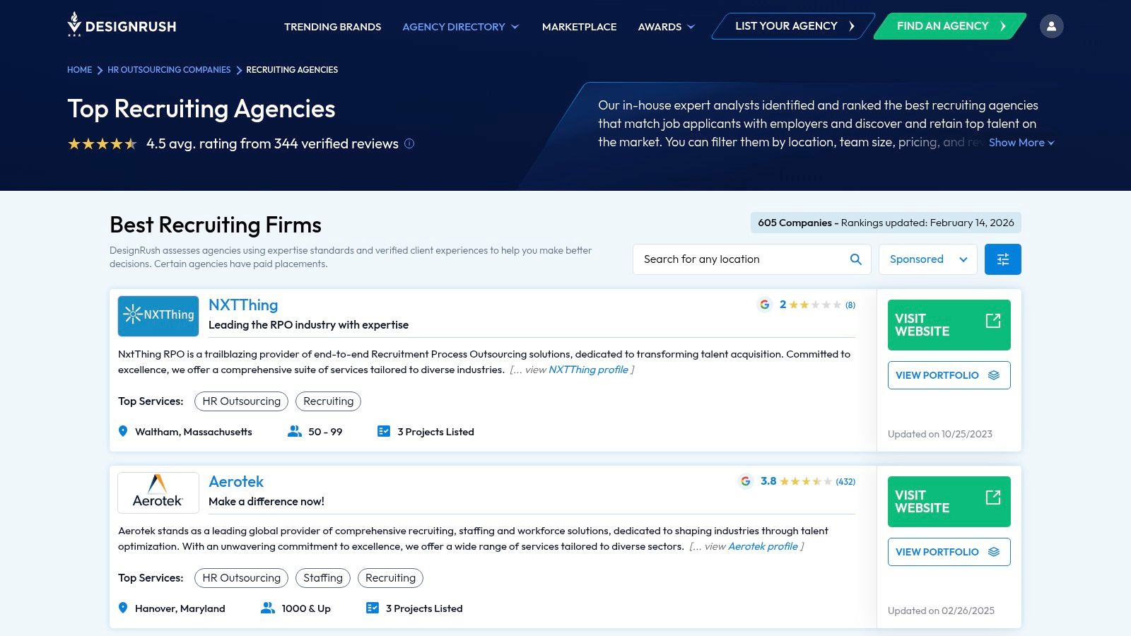 best recruiting firms agency directory DesignRush