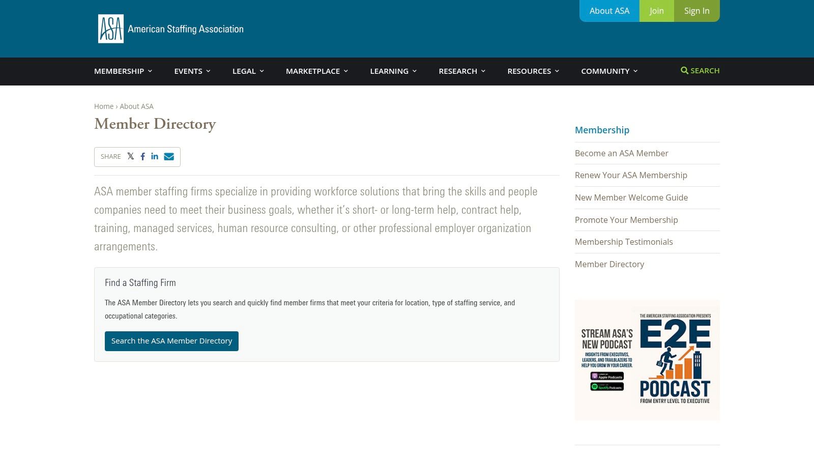 best recruiting firms staffing directory ASA