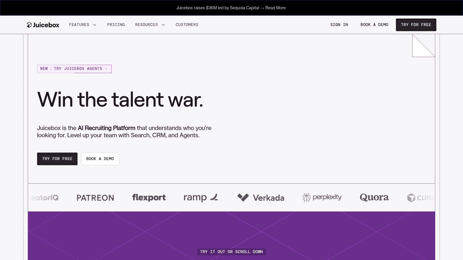 An AI tool for recruiters showing a candidate sourcing dashboard from Juicebox