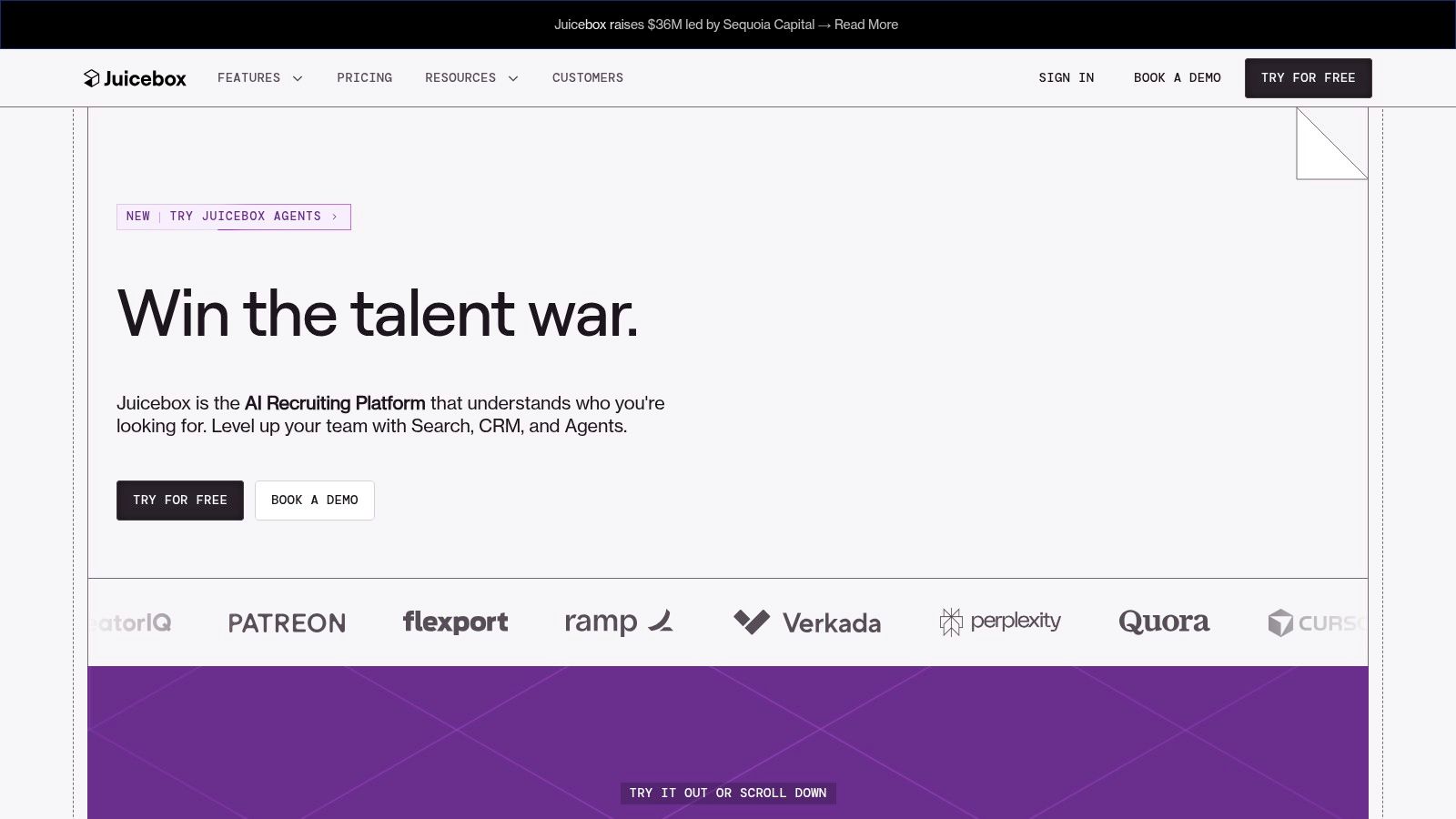 Juicebox AI recruiting platform interface showing candidate profiles, a strong eightfold alternative.