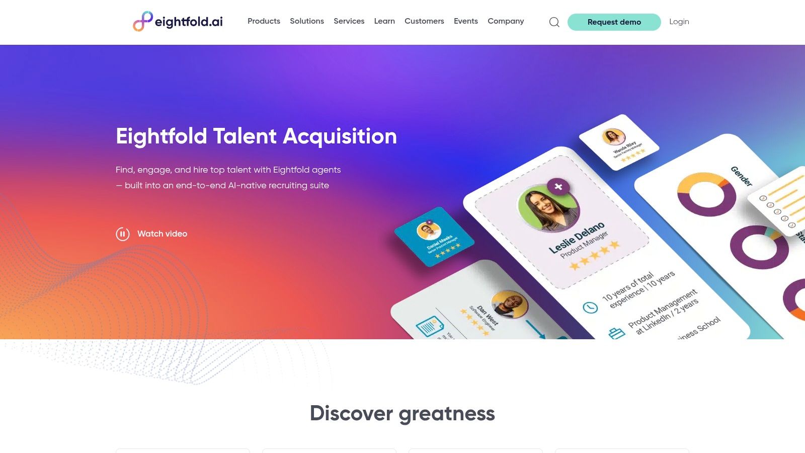 candidate sourcing platforms showing candidate profiles in Eightfold AI